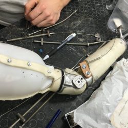 parts of an almost built prosthetic