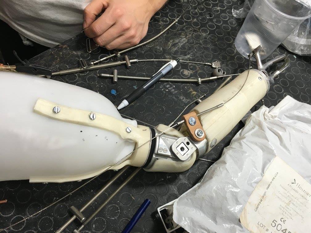 parts of an almost built prosthetic