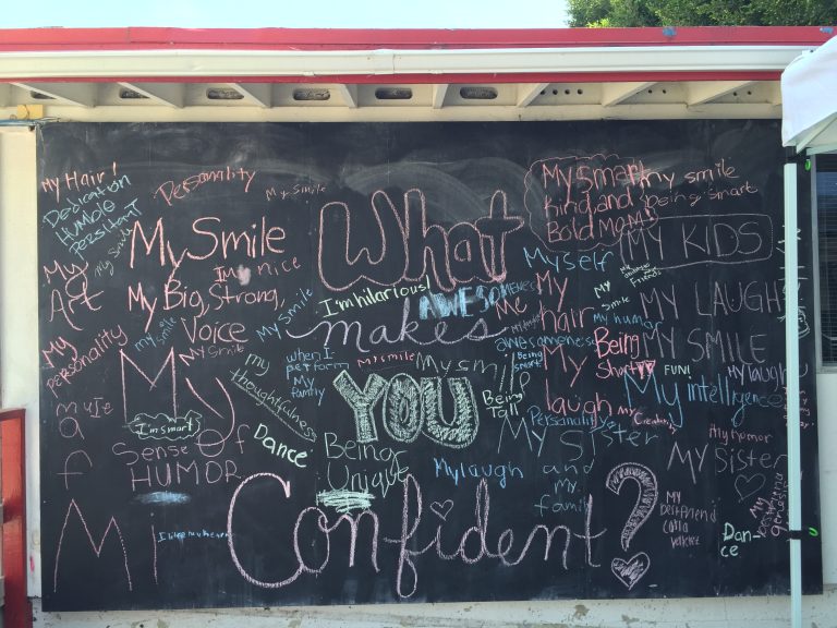 A chalkboard at Girls Inc. in Orange County CA