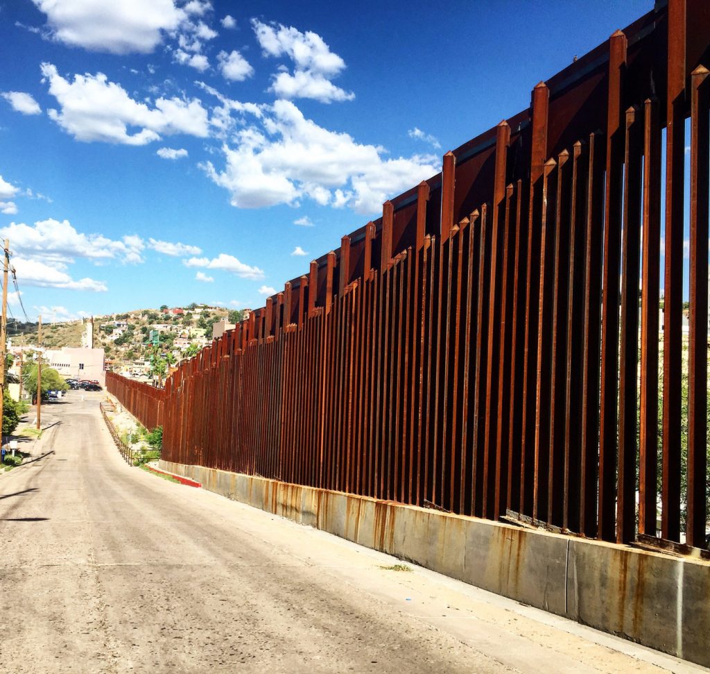 Wall marking the border between the US and Mexico