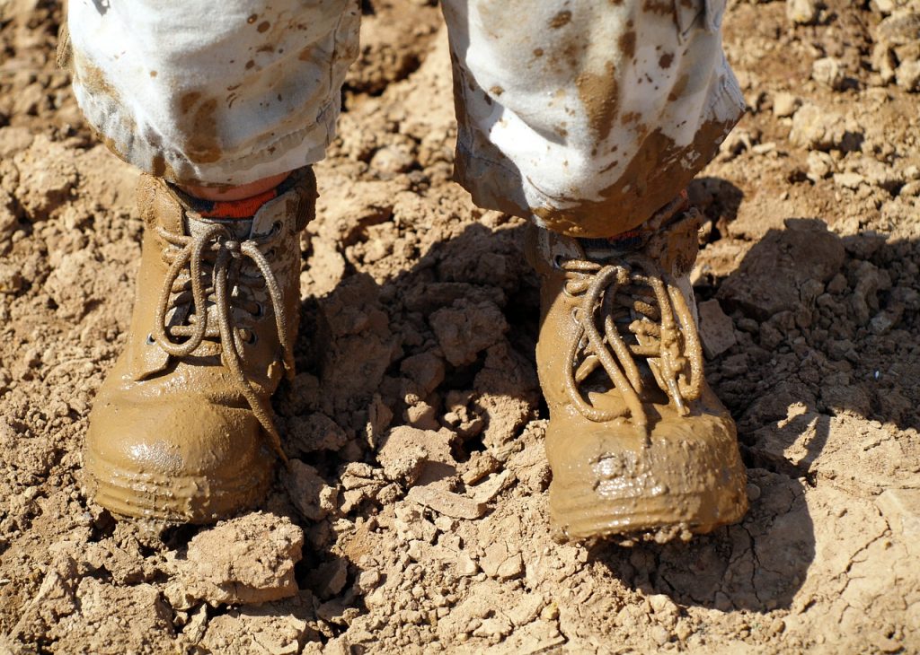 Muddy boots