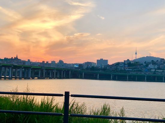 sunset over han river
