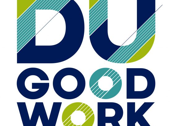 DU Good Work Logo letters in blue and green