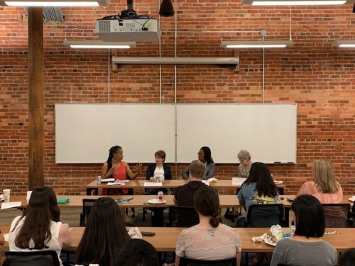 Panel of women from back of room