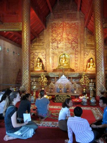 Students at a temple in Thailand.
