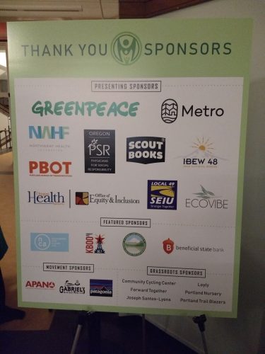 a big poster for thanking sponsors by the door