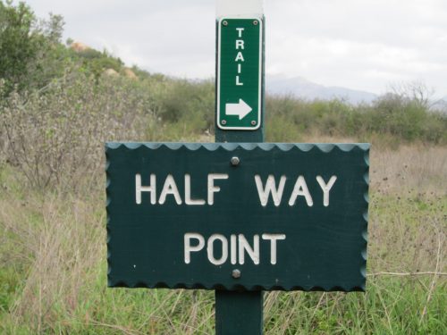 Sign says 'HALF WAY POINT'