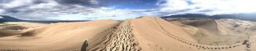 Footprints in the sand, panorama